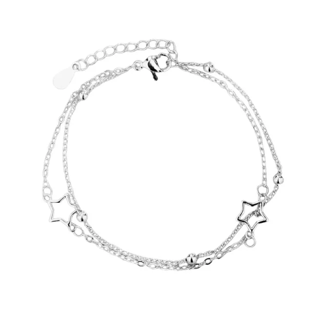 Double layer Hollow out Heart Bracelet Women's Fashion Temperament Double Layer Hollow Stars - Shop at LoveMi