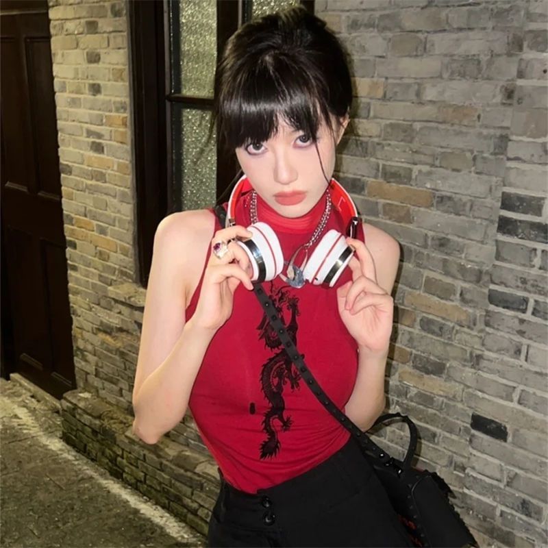 Retro Punk Style Sleeveless Tank Top Women's