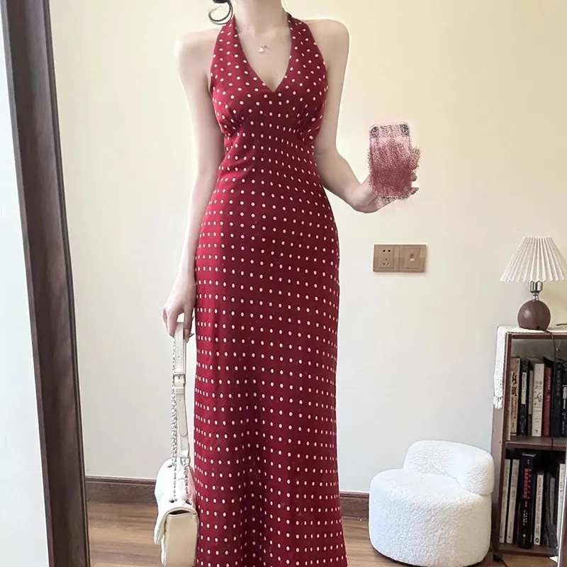Summer Sleeveless Long Jumper Dress - Red