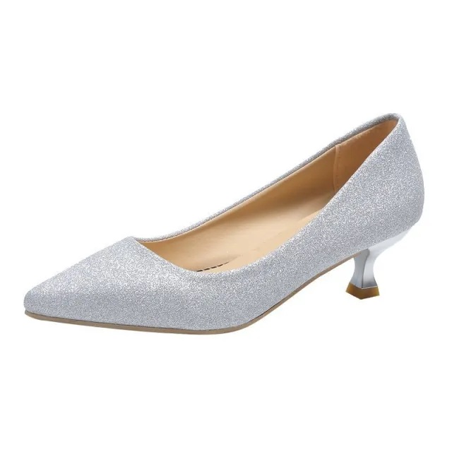 Fashion Low cut Pointed Heel Shoes For Women Silver - Shop at LoveMi