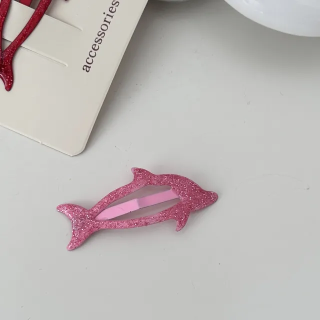 Dripping Dolphin Simple Girl Heart Romantic Cartoon Children Cropped Hair Clip Hair Accessories Hairpin Female Pink - Shop at LoveMi
