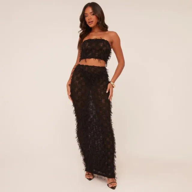 Women's Chest wrapped Backless Navel Mesh European And American See through Dress Skirt Suit Black - Shop at LoveMi