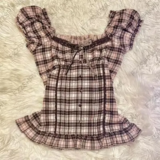 Retro French V neck Sexy Women's Top Pink - Shop at LoveMi