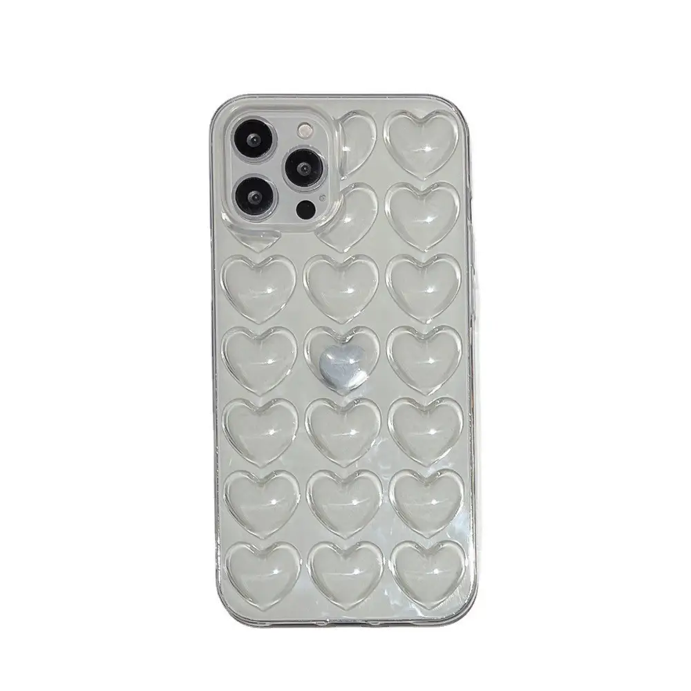 Solid Color Stereo Heart Mobile Phone Shell