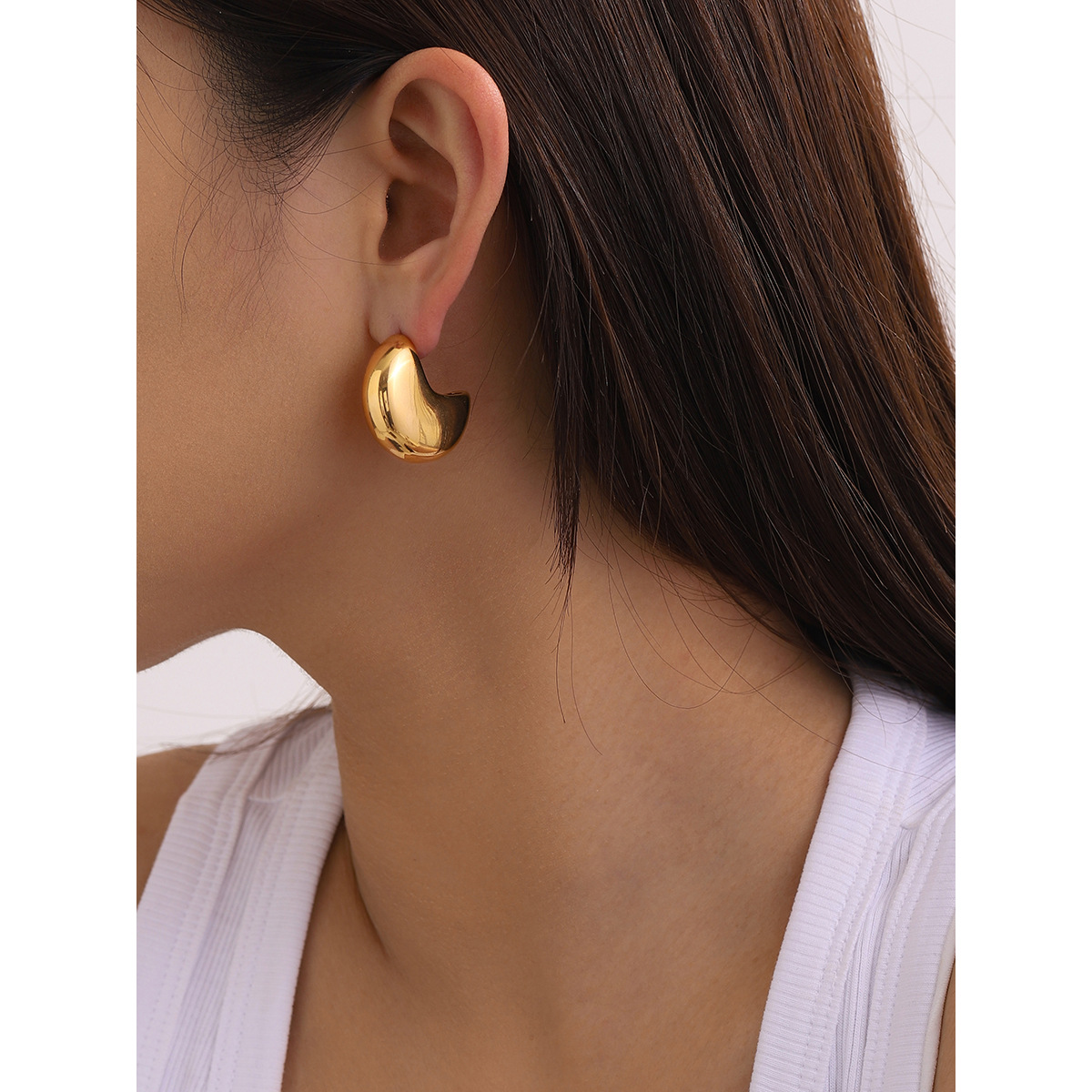 Steel Color Stainless Steel Moon Studs Glossy