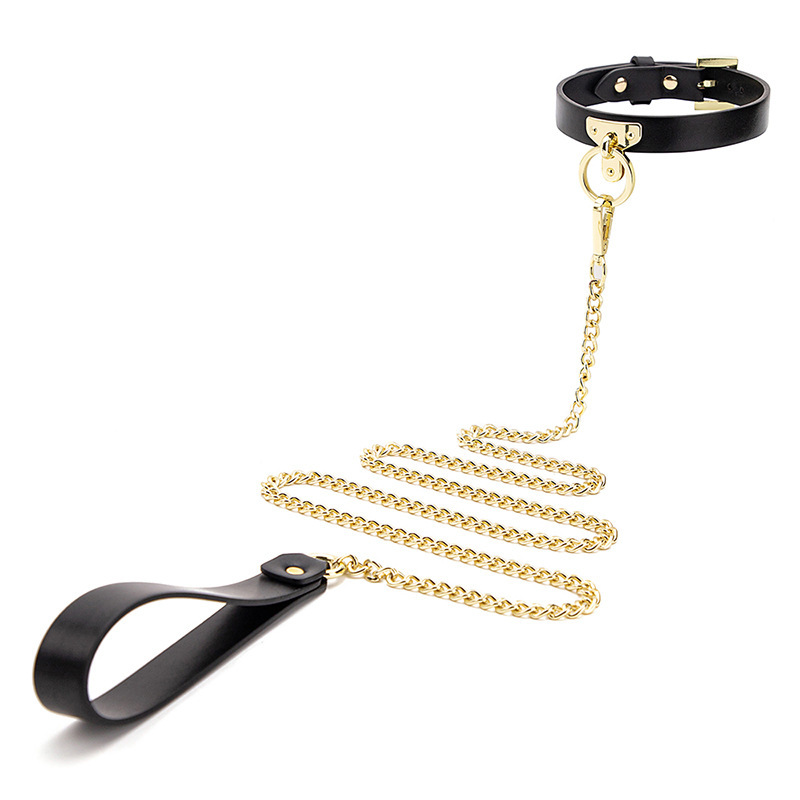 Chain Leash & Leather Collar Set