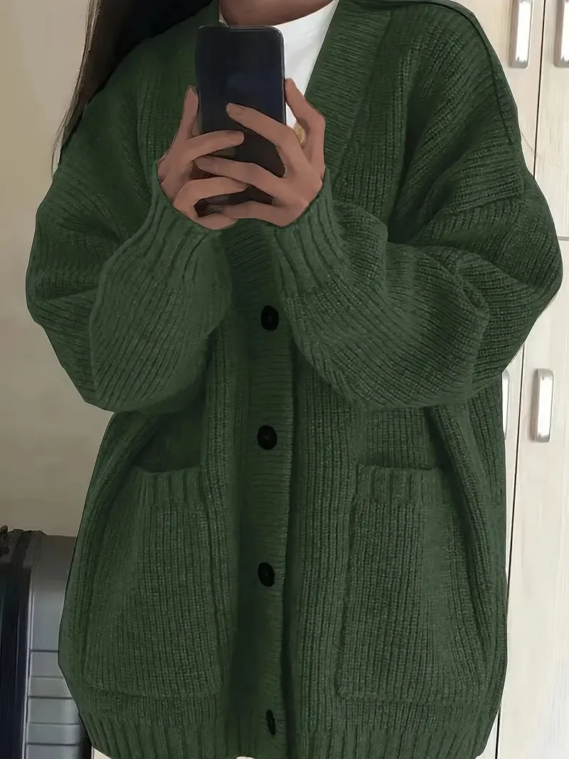 Loose Outer Wear Japanese Lazy Style Vintage Coat For Women - Army Green
