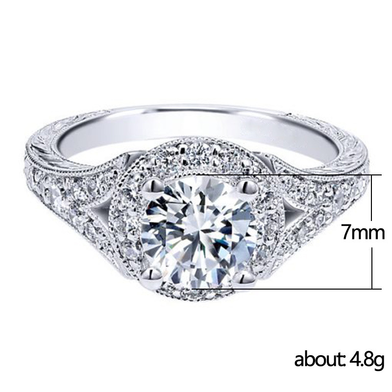 Womens Versatile Ultra-Shimmering Micro-Set Round Simulated Zircon Ring