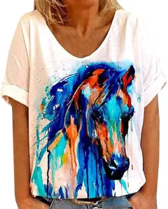 Women's Loose Round Neck T-shirt - Gray - View 1