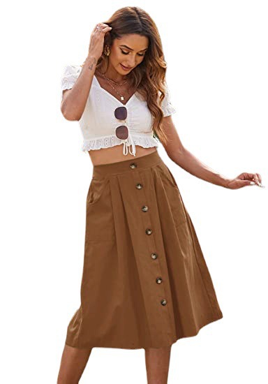 Skirt Casual Button Women's Clothing