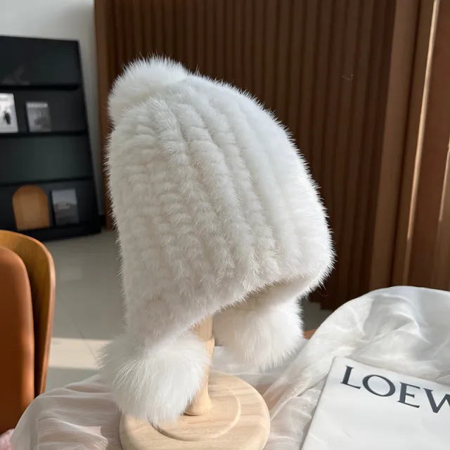 Winter Fashionable Warm Thickened Mink Plush Earmuff Hat White - Shop at LoveMi