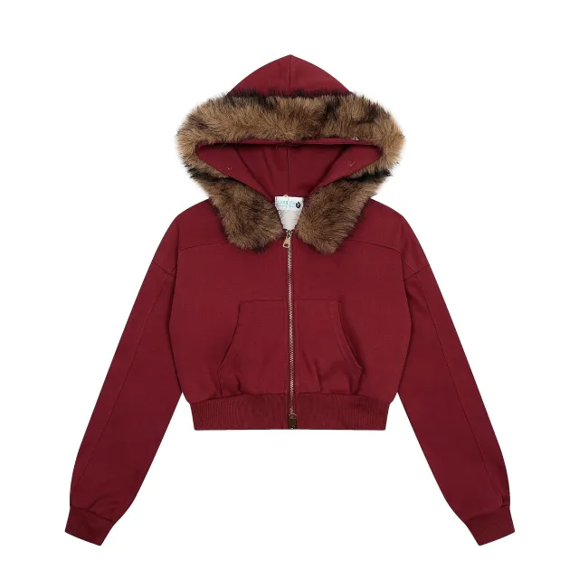Autumn New American Retro Hooded Sweater Cardigan Red - Shop at LoveMi