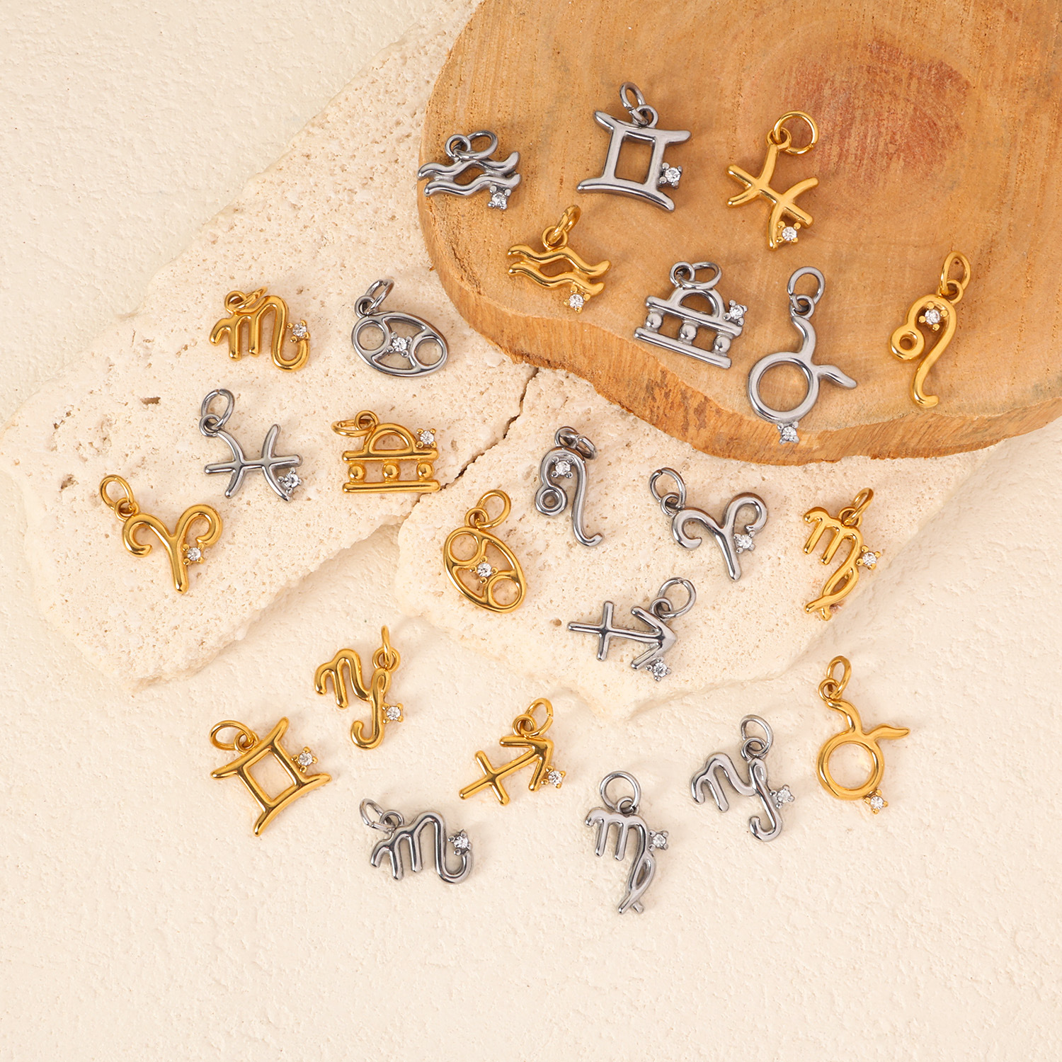 Rare 24K Gold-Plated Stainless Steel Zodiac Pendant