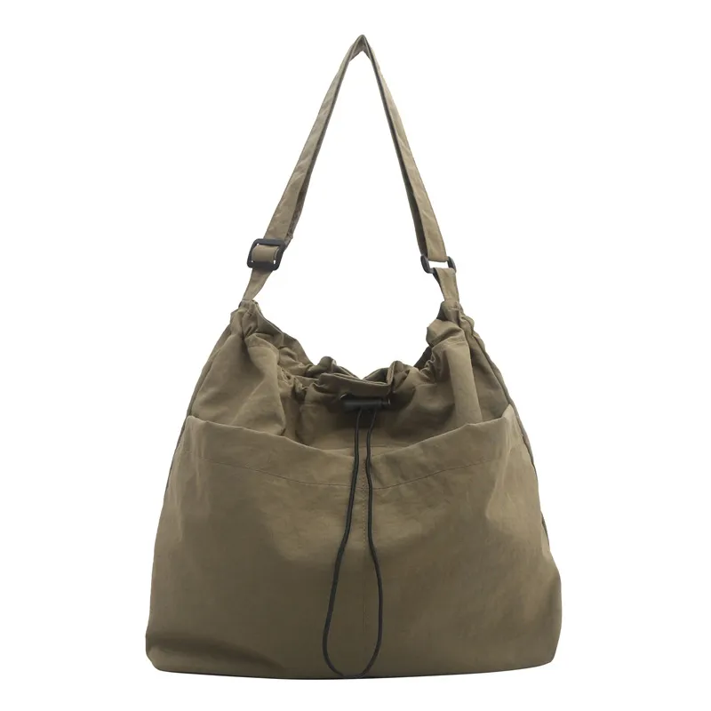 Shoulder Nylon Cloth Tote Bag Large Capacity Class Commuter Messenger Bag - Green