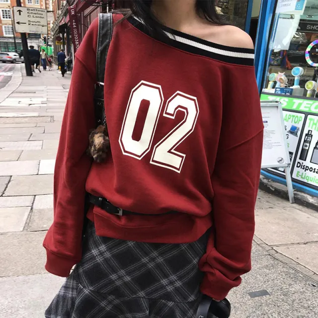 Preppy Style Digital Printing Stripe Braid Diagonal Collar Sweater Red - Shop at LoveMi