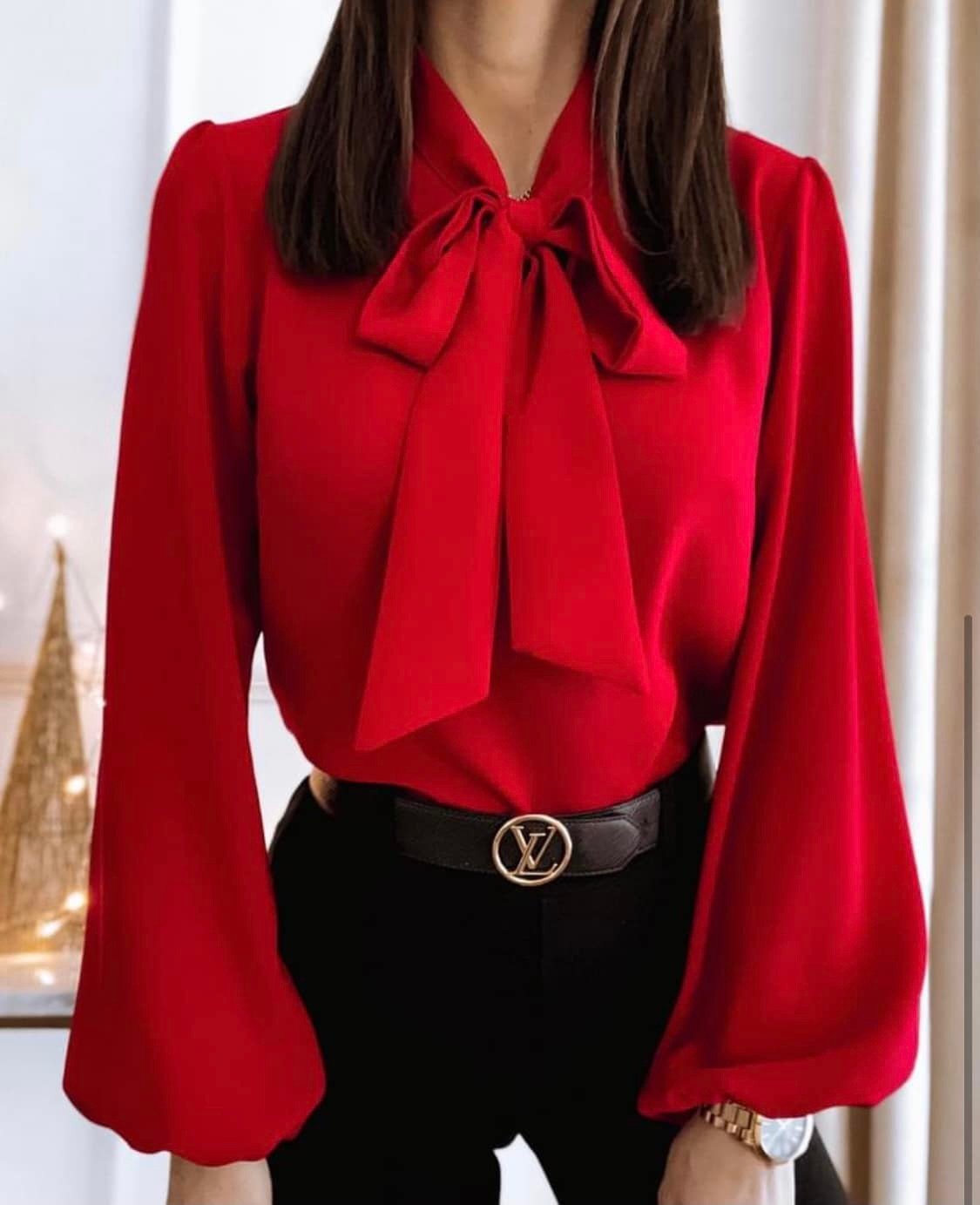Womens Solid-Color Professional Stitched Collar Shirt