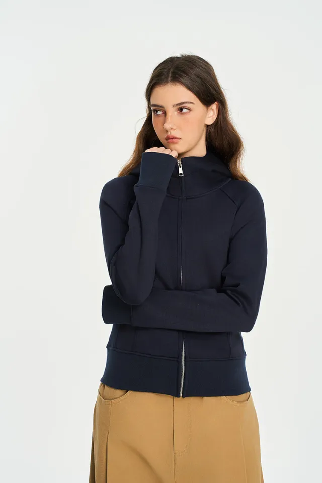 Women's Fashion Brand Solid Color Slim Gray Short Coat Navy Blue - Shop at LoveMi