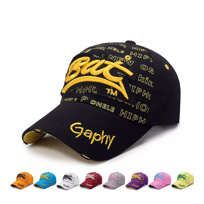Distressed Baseball Cap With 3D Embroidery