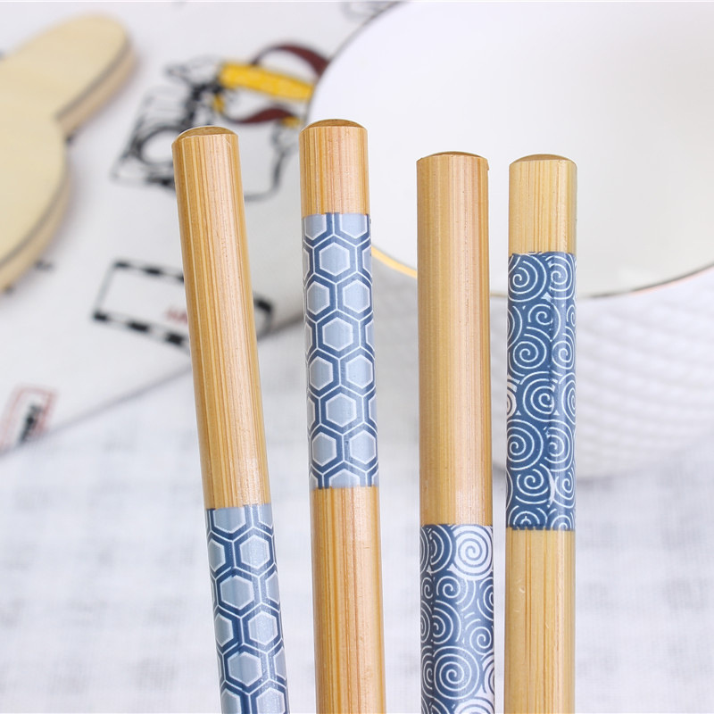 Creative Japanese-style Bamboo Chopsticks Ocean Printing Household