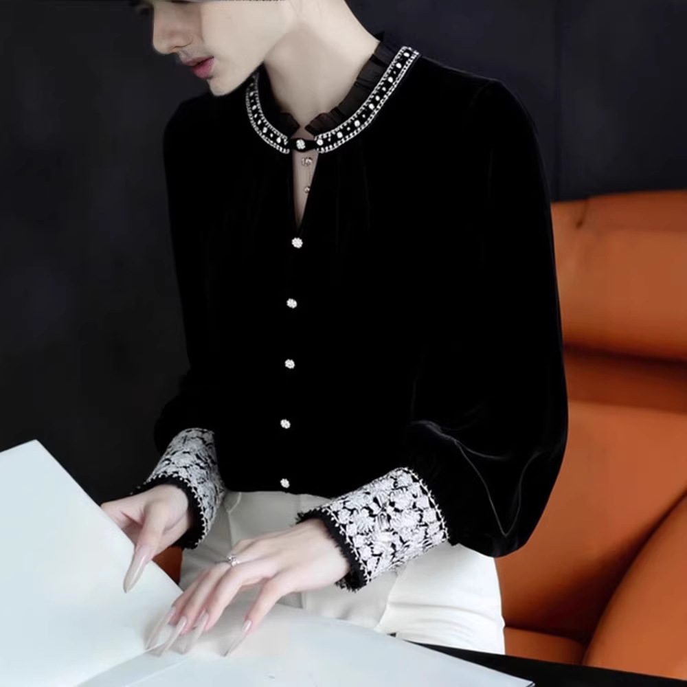 Black Vintage Velvet Top Jacket