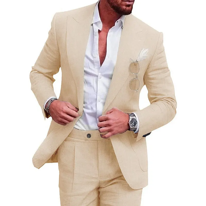 Men's Large Single Row One Button Solid Color Suit