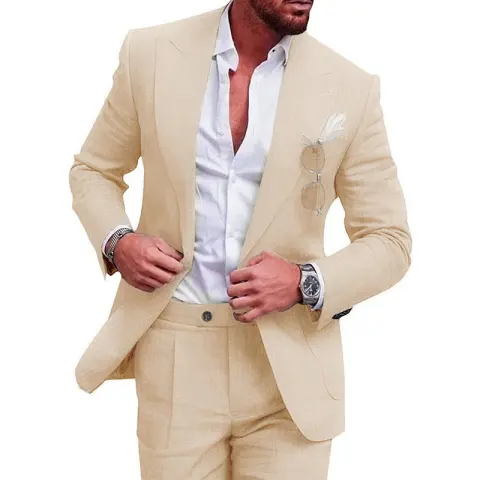 Men's Large Single Row One Button Solid Color Suit