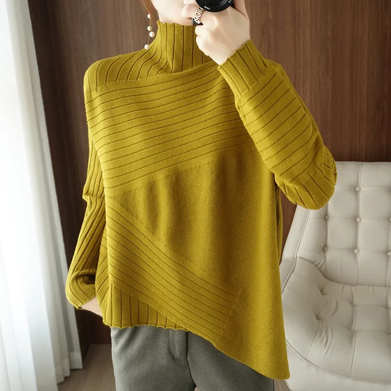 Women's Long-sleeved Sweater Plus Size Sweater - Yellow