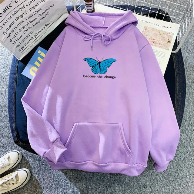 Single Butterfly Autumn And Winter Loose Clothes Purple - Shop at LoveMi