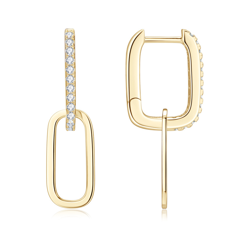 Light Luxury Design Double Ring Moissanite High Sense Niche S925 Silver Tassel Earrings