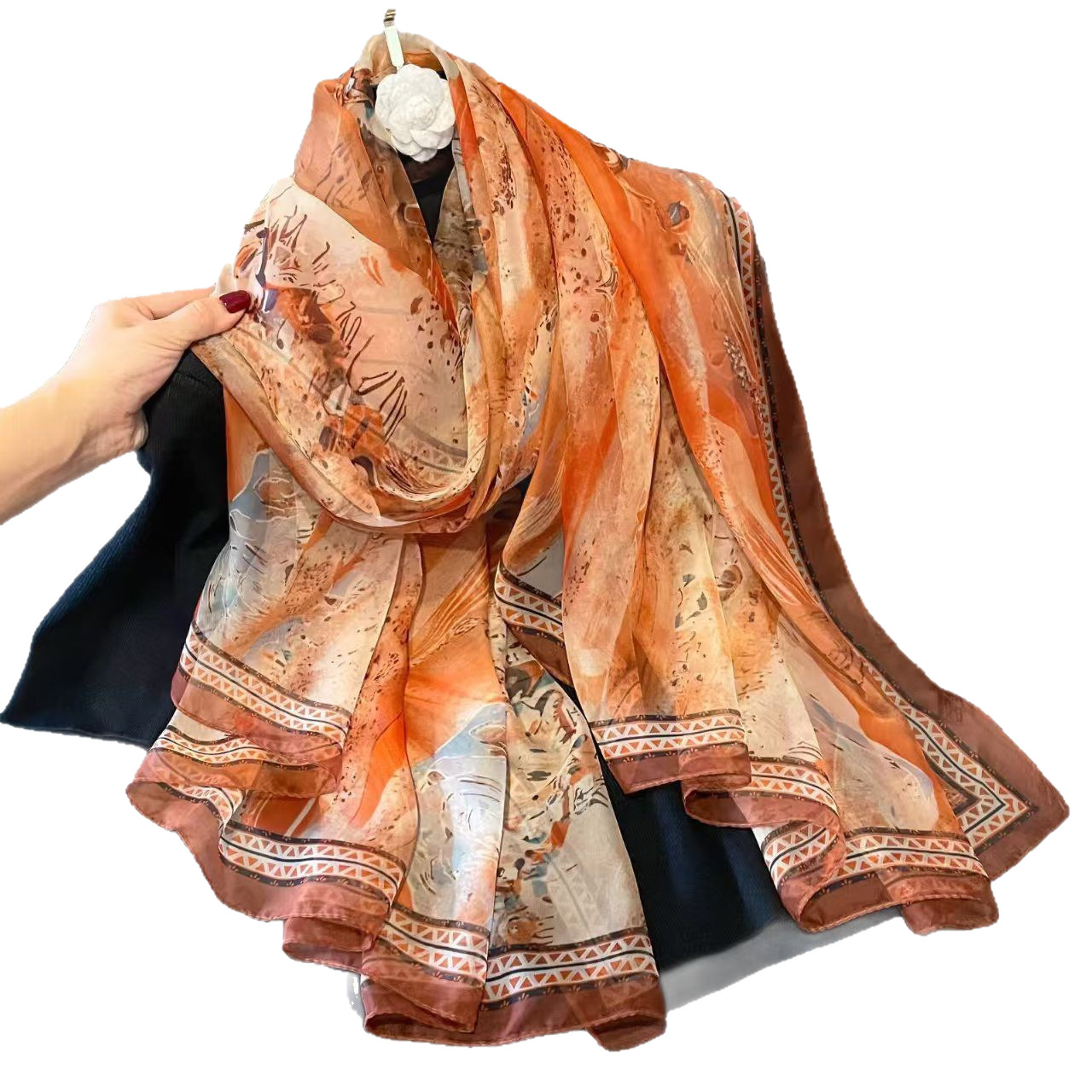 Printed Sun-protective Silk Scarf For Women