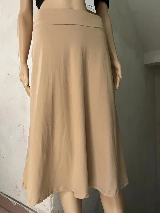Women's Flared Elastic Midi Skirt High Waist Skirt Khaki - Shop at LoveMi