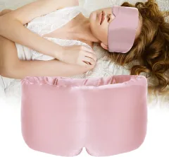 Long Sleep Shading Not Tight Ear All-inclusive Eye Shield Artificial Silk Cold Soft Eye Mask - Pink - View 1