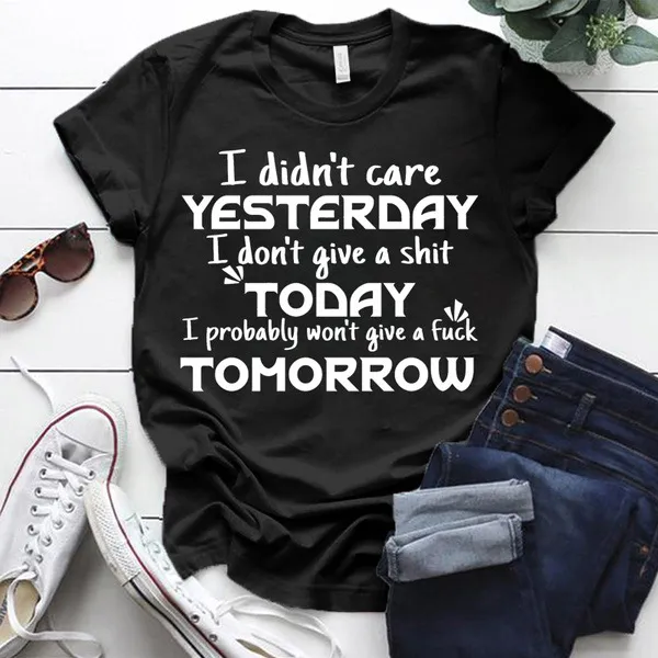 Funny Letter Pattern Printed Short sleeved T shirt Women's Top Black - Shop at LoveMi
