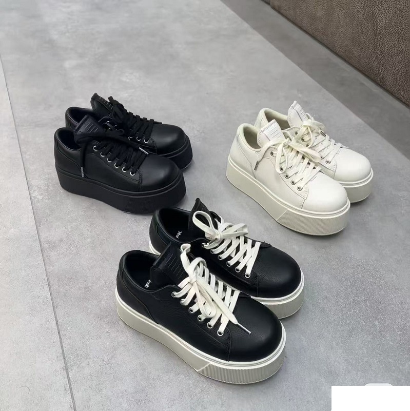 Thick-soled Sneakers Cow Leather Color Matching