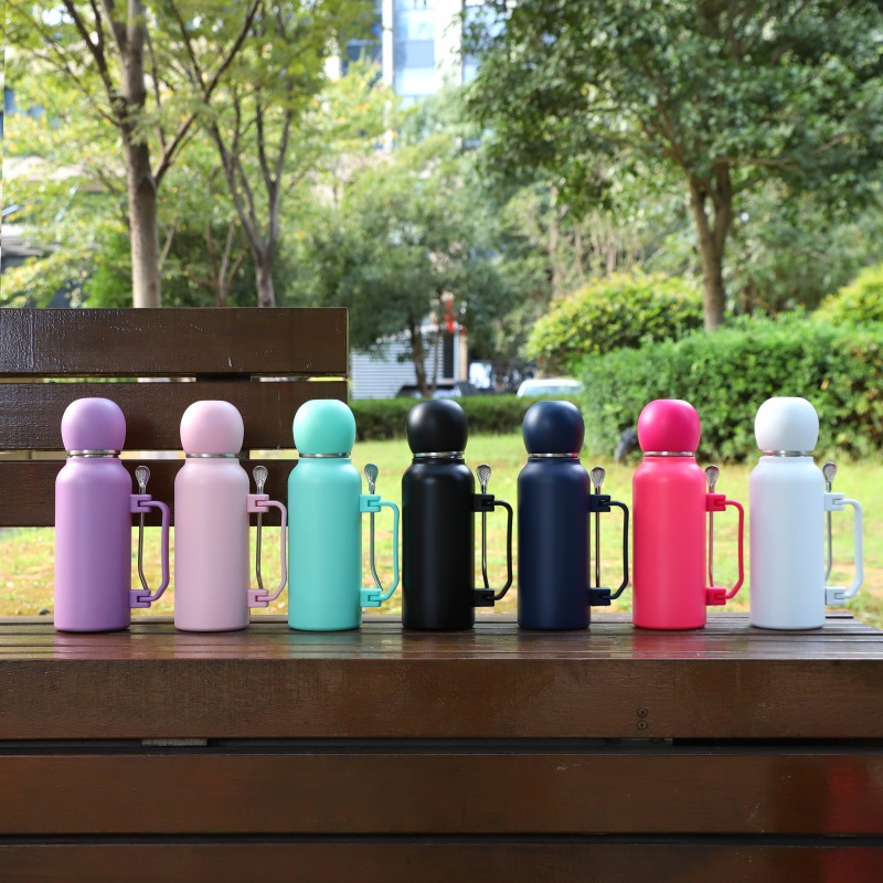 Portable Vacuum-insulated Travel Mug With Straw And Spoon