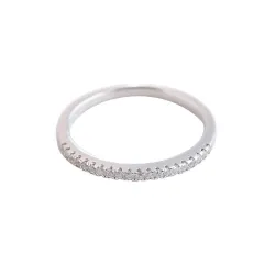 Jufeng S925 Sterling Silver Ring With Diamonds - White Gold Colour - View 1