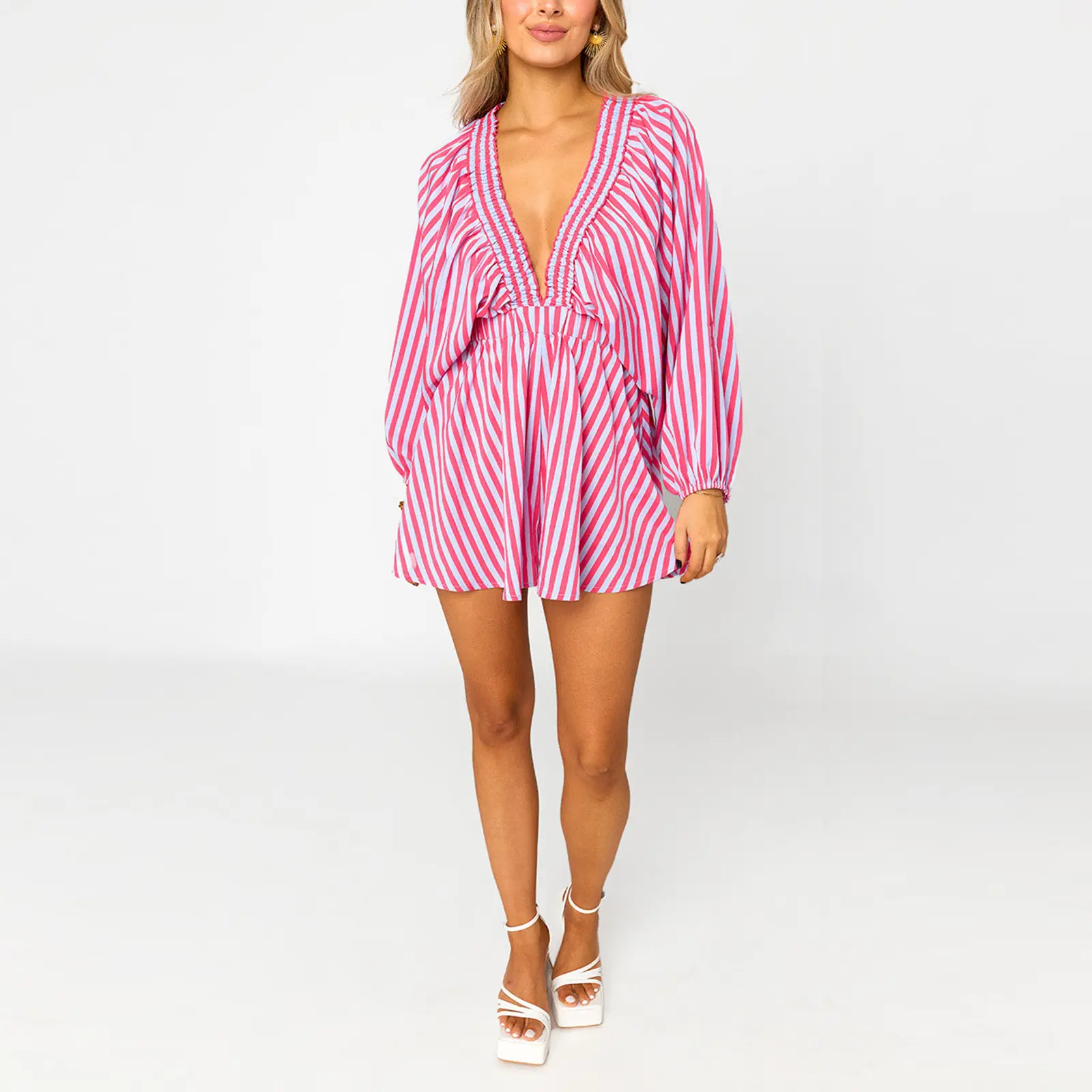 Shirt Slimming Casual Loose Deep V Wide