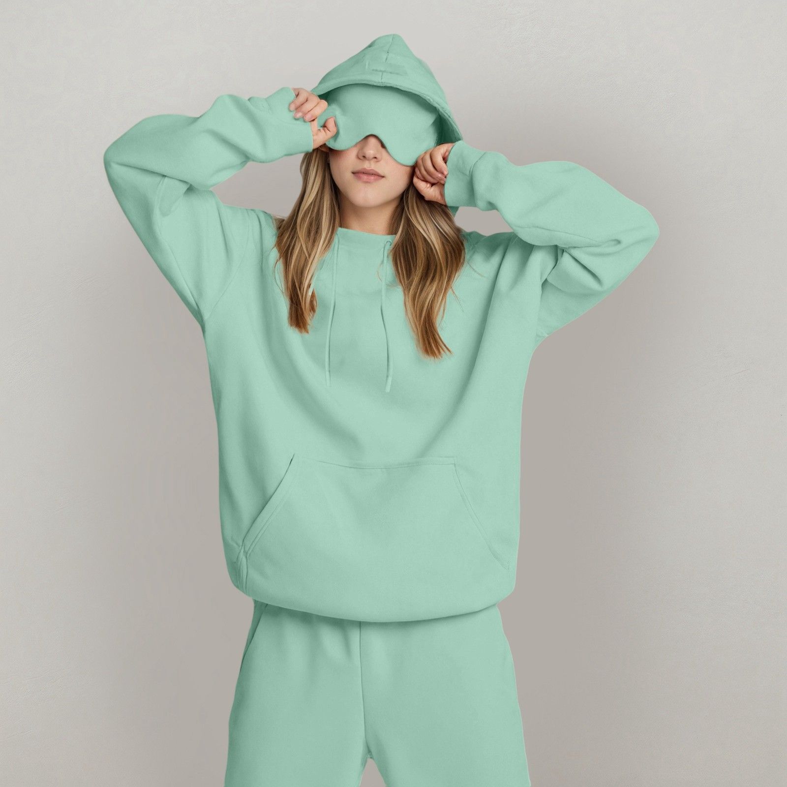 Hooded Sweatshirt Set With A Built-in Eye Mask