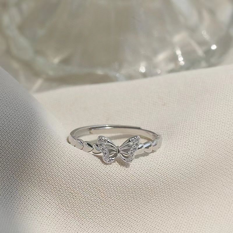 Butterfly Zircon Ring Womens Pinky Ring Niche Design Light Luxury