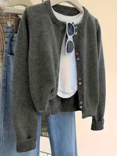Women's All-matching Elegant Commuter Sweater Cardigan - Dark Gray - View 1