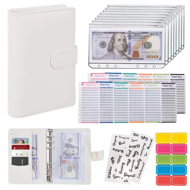 Macaron Loose leaf Leather Notebook With Zipper Wallet Bill Storage Bag White - Shop at LoveMi
