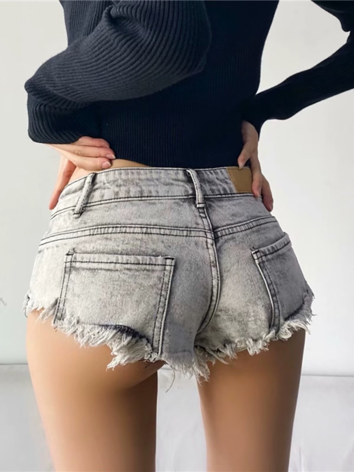 Low Rise Denim Shorts Sexy Micro Raw Hem Jean Shorts 21 d7651507 65f8 492a b0af 6f704da45894