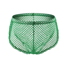 Men's Large Mesh Button Side Slit Boxers - Green - View 1