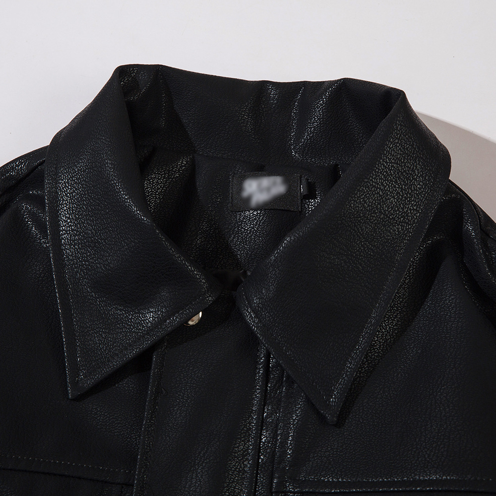 Men's Casual American Style Loose Flying PU Leather Jacket Coat