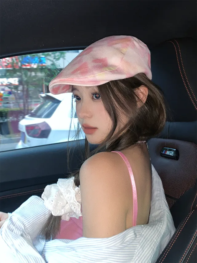 Korean Ins Bow Advance Hats Female Summer And Autumn Girl Pink Pink Love Style - Shop at LoveMi