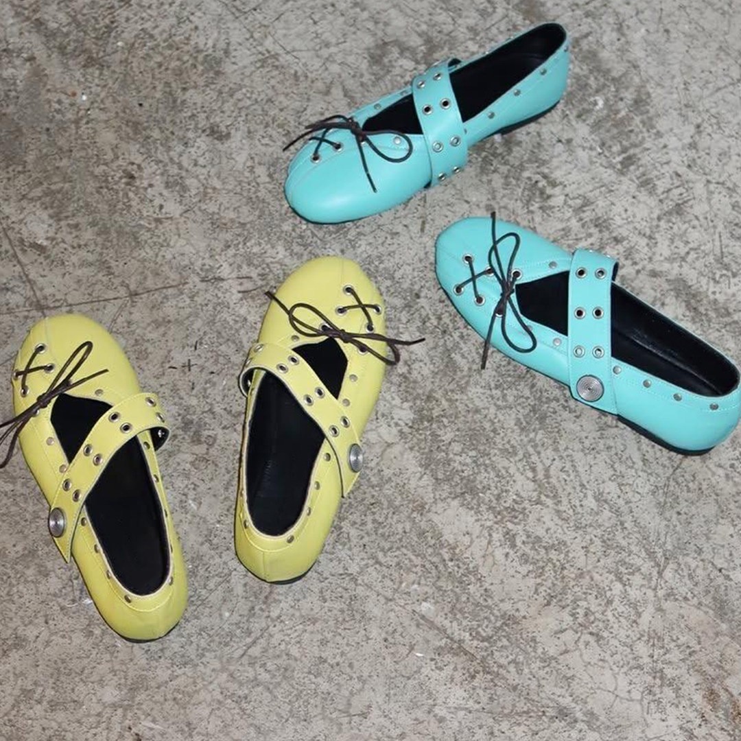 Rivet-strap Ballet Flats For Women Flat-soled Round-toe Mary Jane Leather Shoes 5