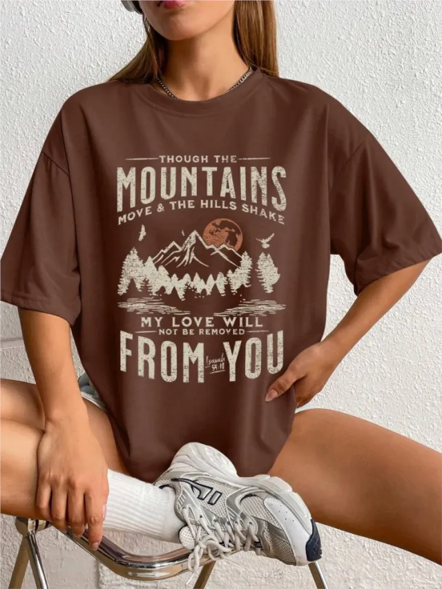 Women's Cotton T shirt Sunset Print Brown - Shop at LoveMi