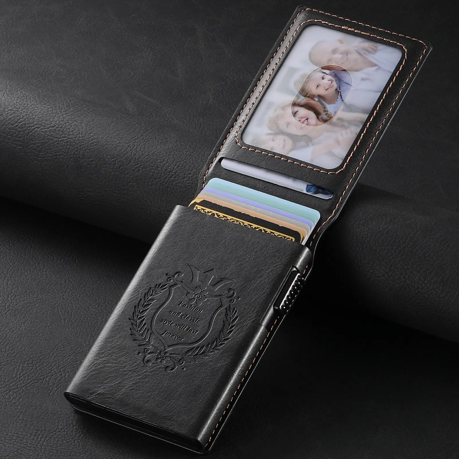 Oil-wax Grain Glossy Full-wrap Leather Card Holder
