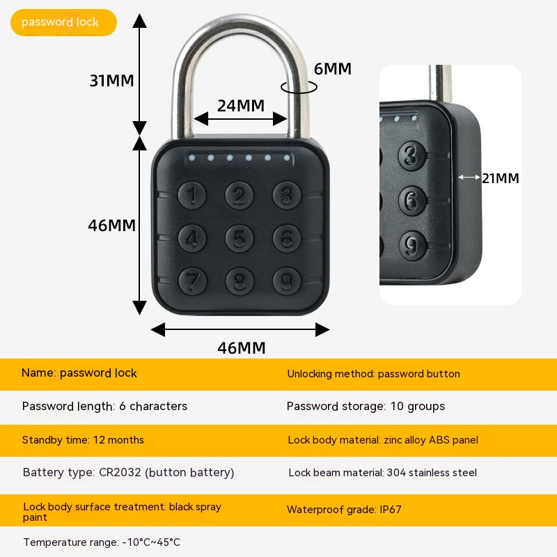 Fingerprint Lock Padlock Household Waterproof Password Cabinet Anti-theft Door Lock APP — foto 4