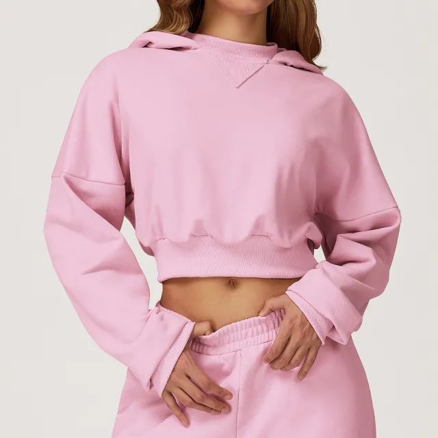 Casual Loose All matching Women's Outdoor Running Fitness Sportswear Sweater Cherry Blossom Powder - Shop at LoveMi